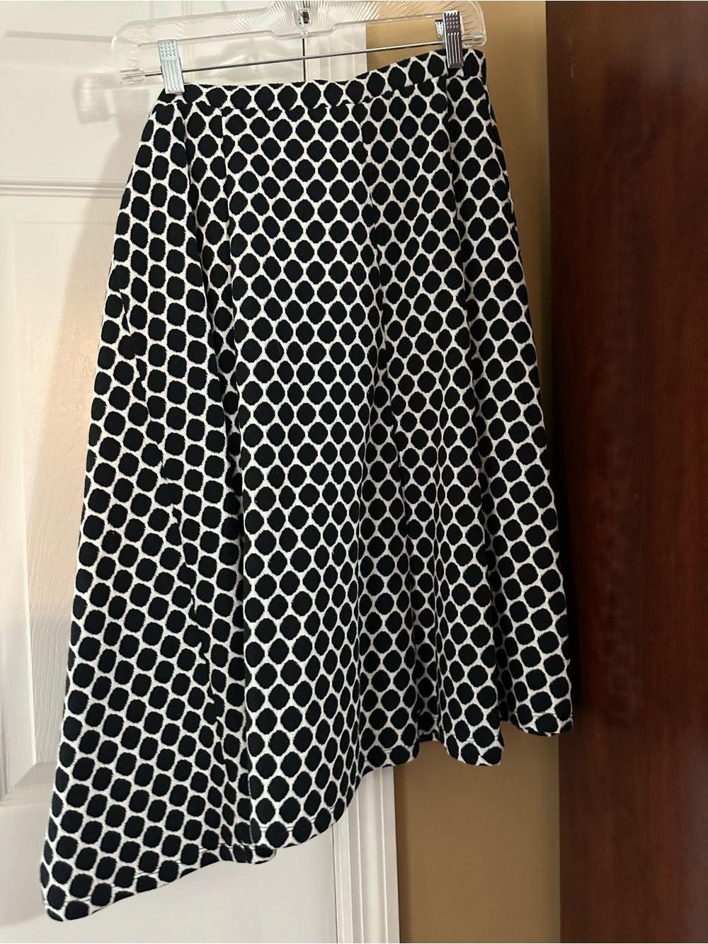 Sears Black and White Circle-Pattern Skater Skirt